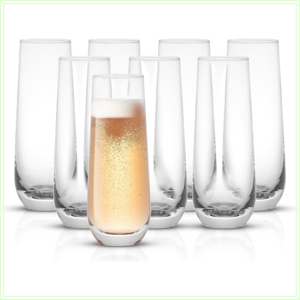 Highball Glass Set - Stemless Champagne Flutes Set of 8,