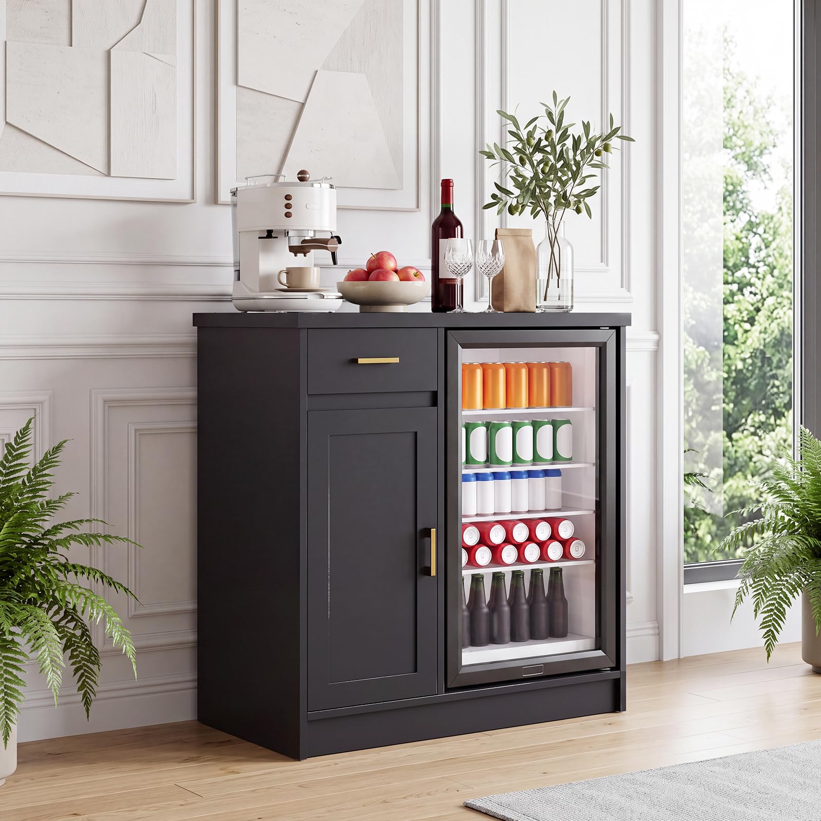 Home Bar And Fridge - 42in Farmhouse Wine Bar Cabinet For