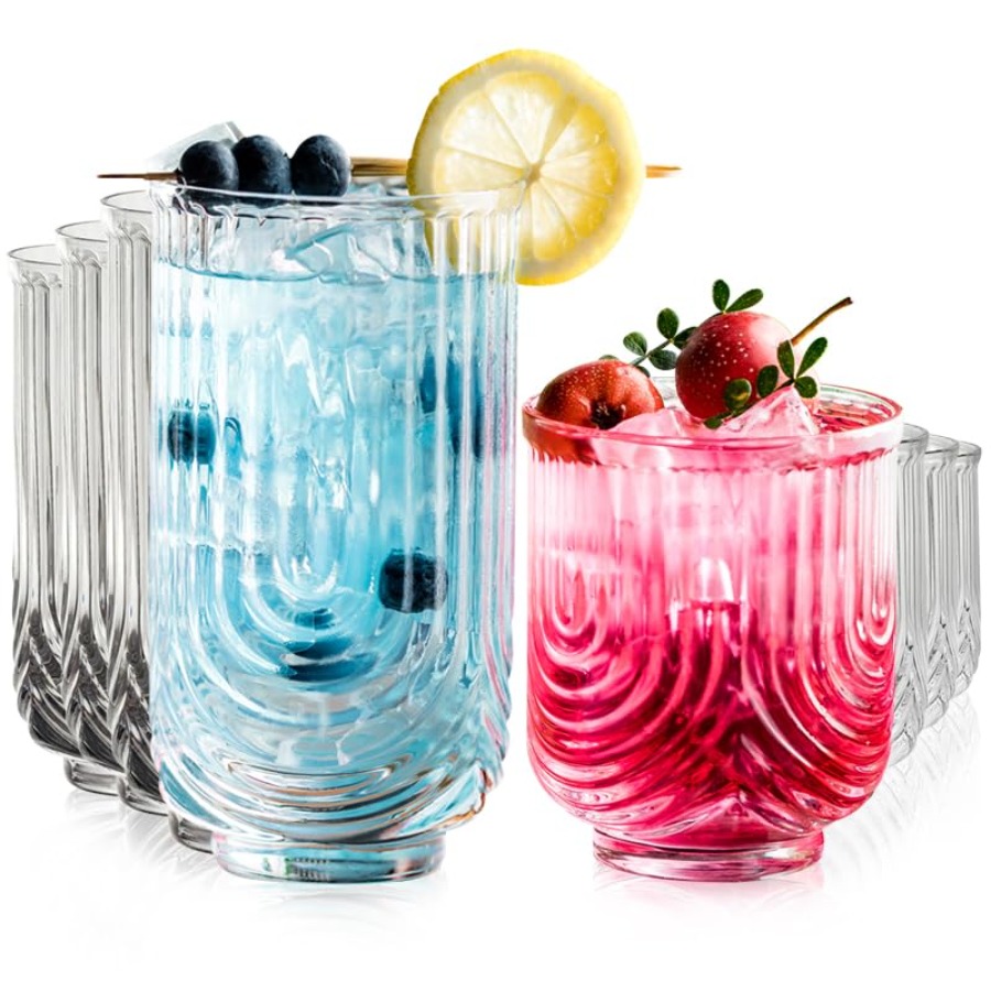 Art Deco Cocktail Glasses, Rib - đánh giá và giá Highball Glass Set