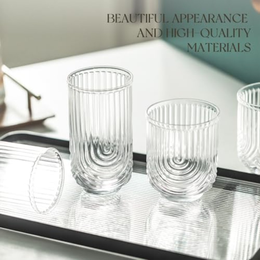 Art Deco Cocktail Glasses, Rib - đánh giá và giá Highball Glass Set