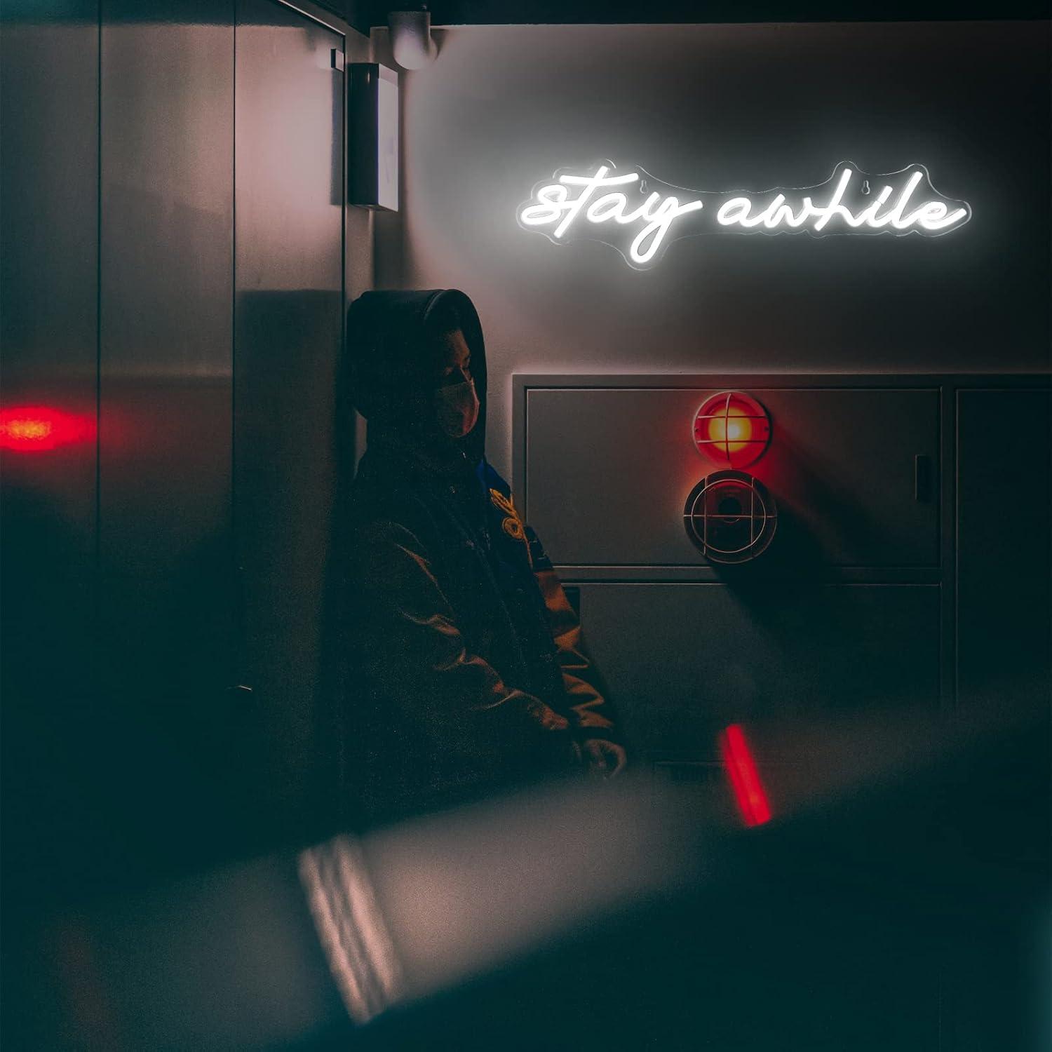 Stay Awhile Neon Signs USB Dim - đánh giá và giá Home Bar Signs