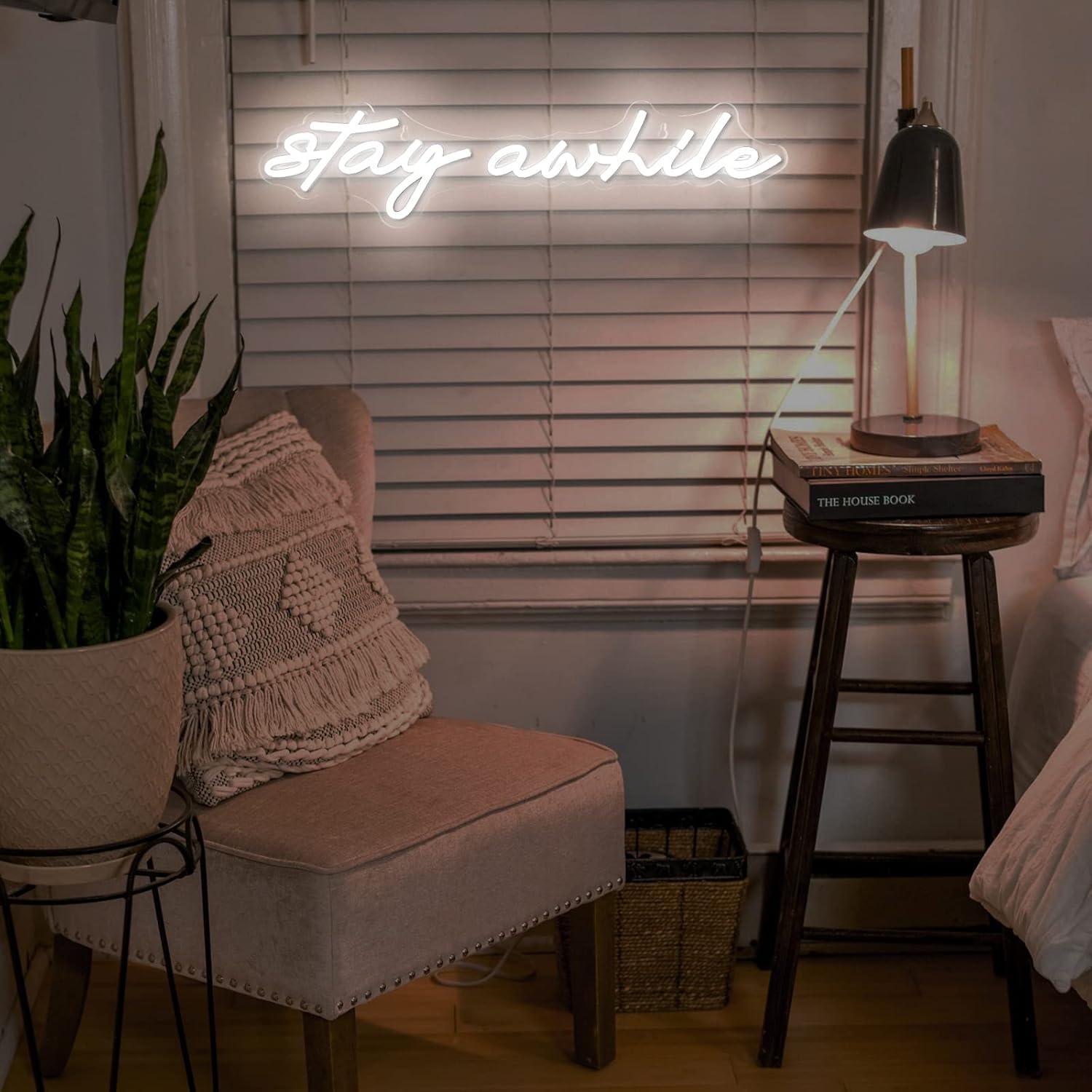 Stay Awhile Neon Signs USB Dim - đánh giá và giá Home Bar Signs
