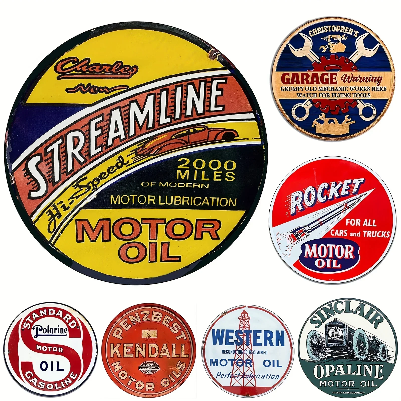 Vintage Motor Oil Sign Round M - đánh giá và giá Home Bar And Restaurant