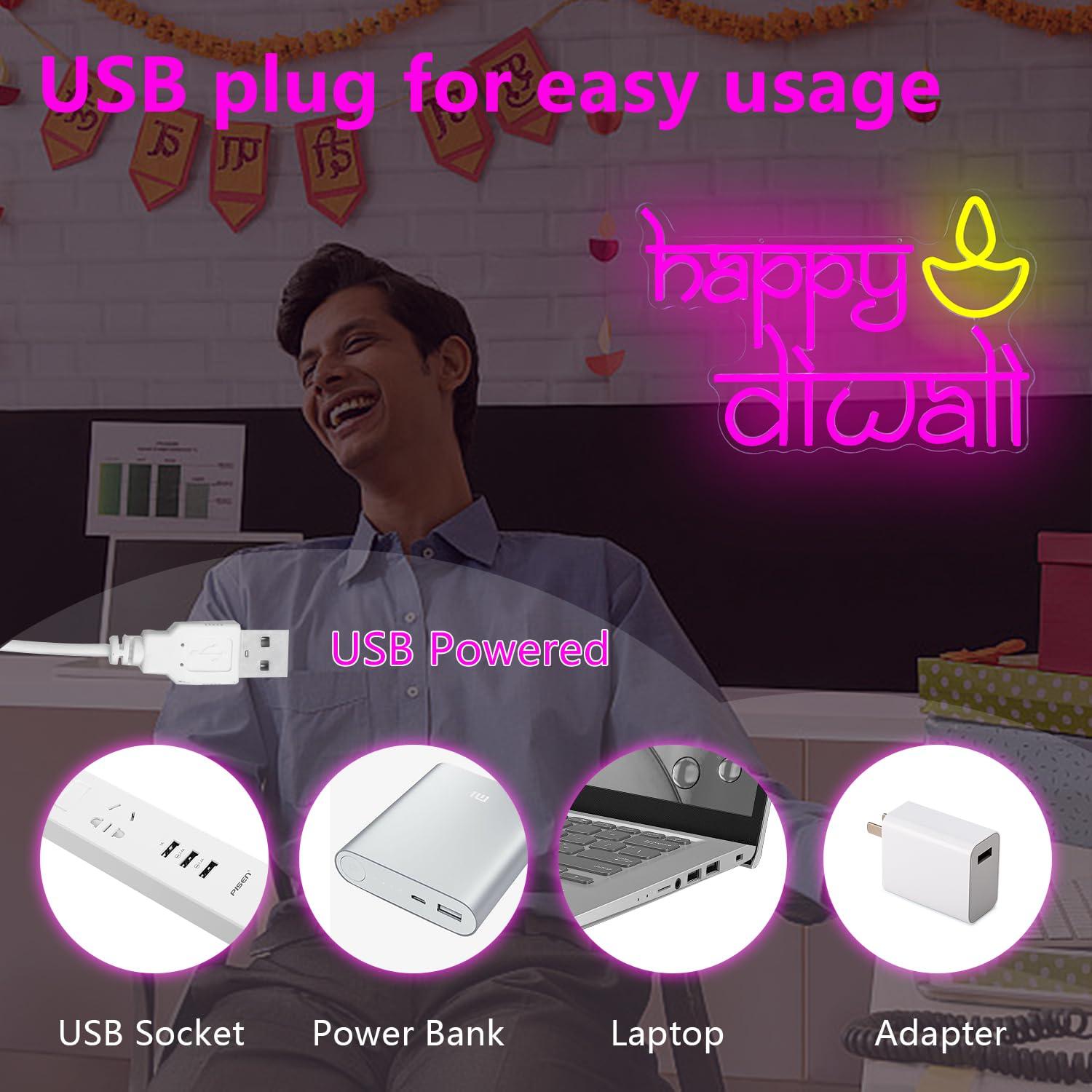 Happy Diwali Neon Sign USB Pow - đánh giá và giá Home Bar Signs