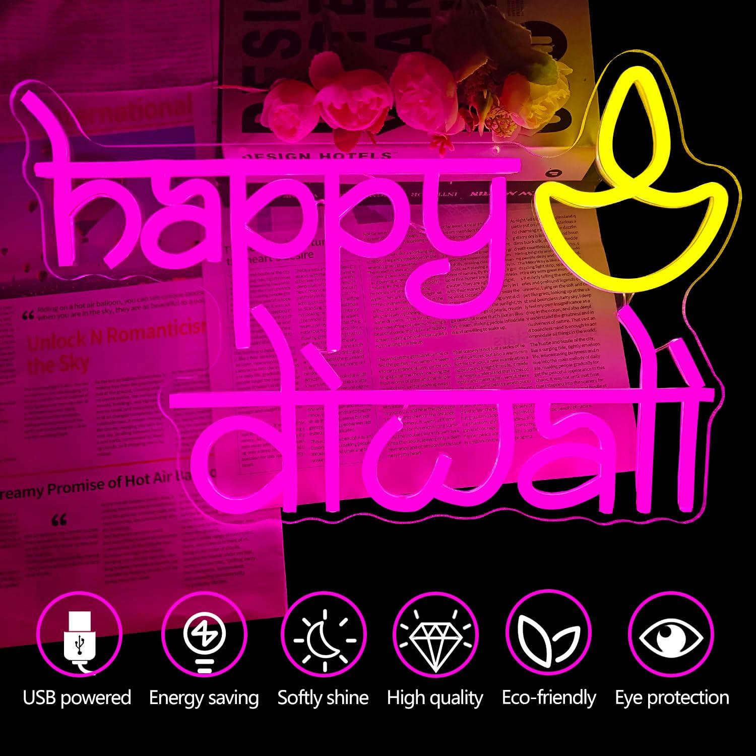 Happy Diwali Neon Sign USB Pow - đánh giá và giá Home Bar Signs