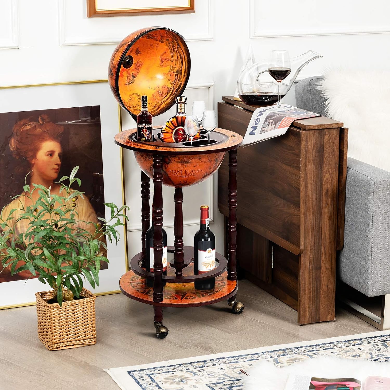 Globe Bar Cart Liquor Bar Cabi - đánh giá và giá Home Bar Shelves