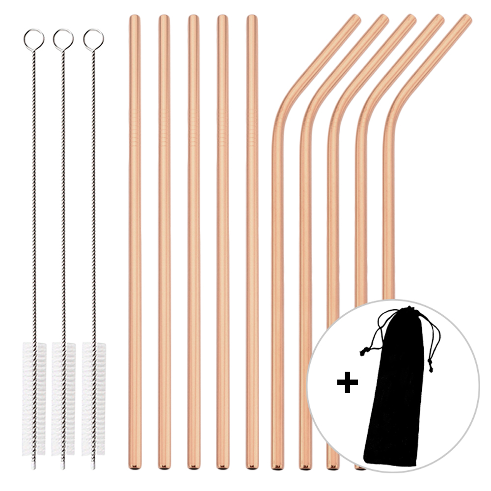 14Pcs Reusable Rose Gold Straw - đánh giá và giá Home Bar Shelf