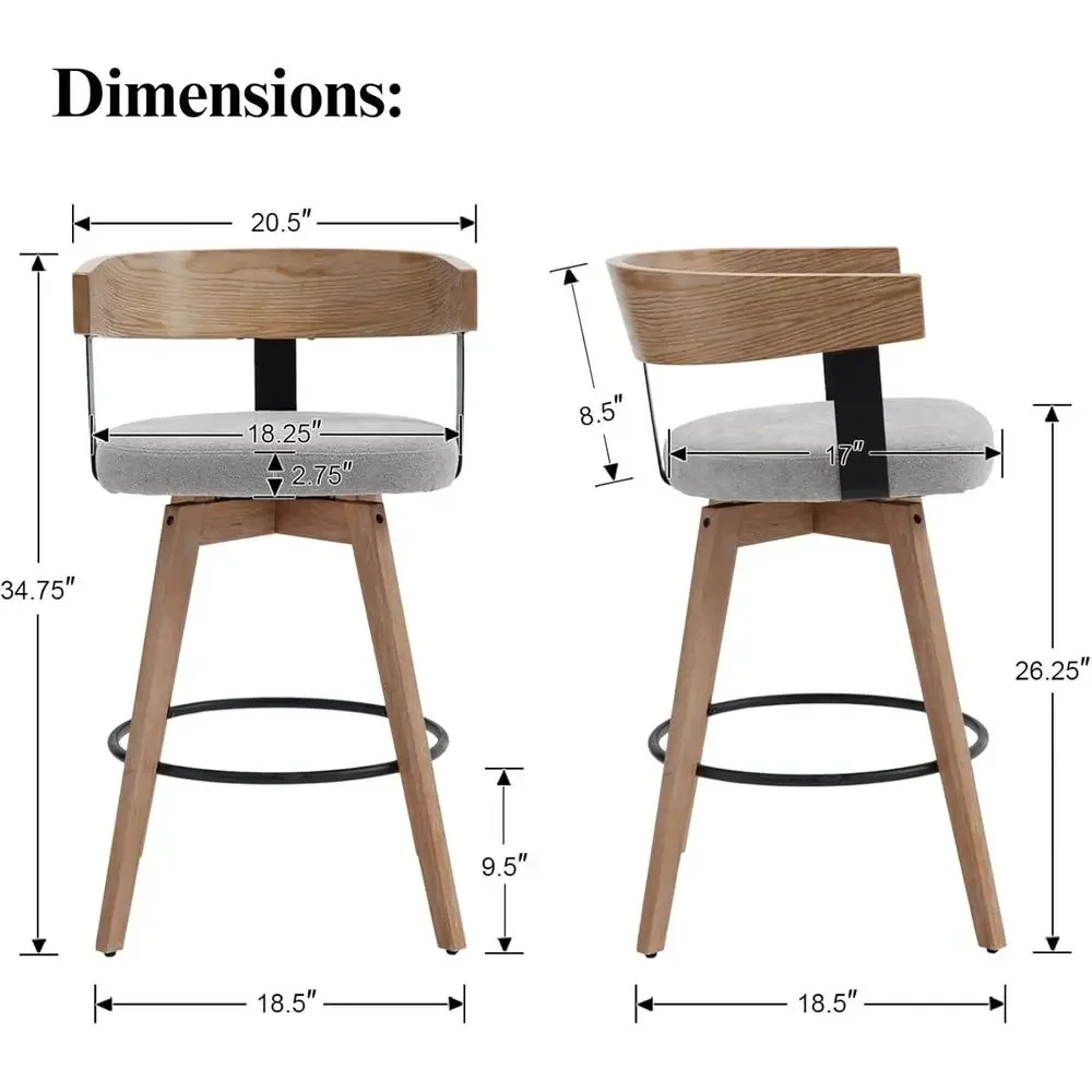 Set of 2, 26 Grey Linen-Uphols - đánh giá và giá Home Bar And Counter