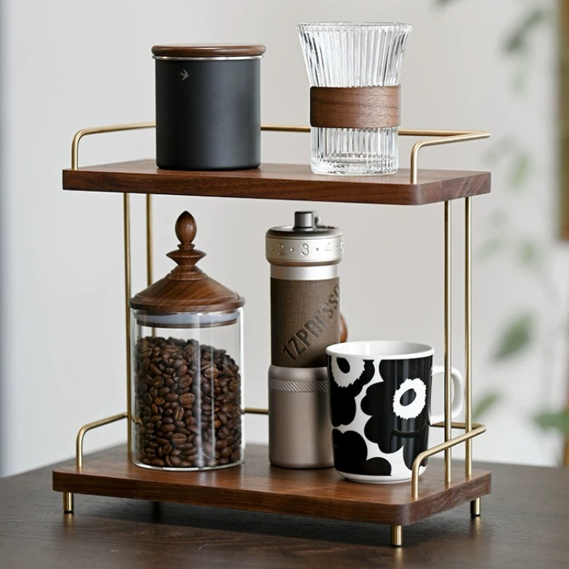 Black Walnut 2 Layers Cup Orga - đánh giá và giá Home Bar Shelves