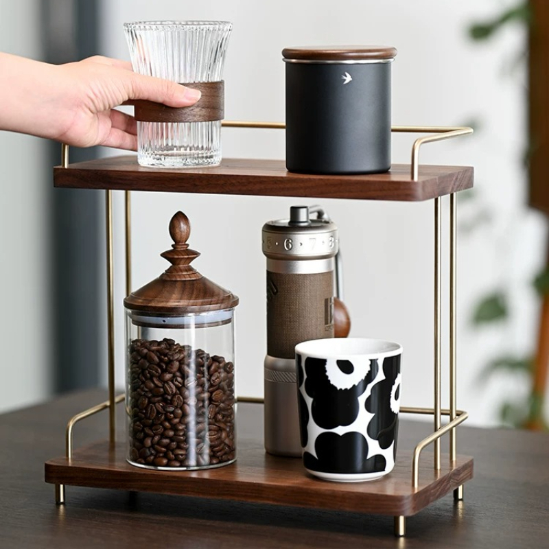 Black Walnut 2 Layers Cup Orga - đánh giá và giá Home Bar Shelves