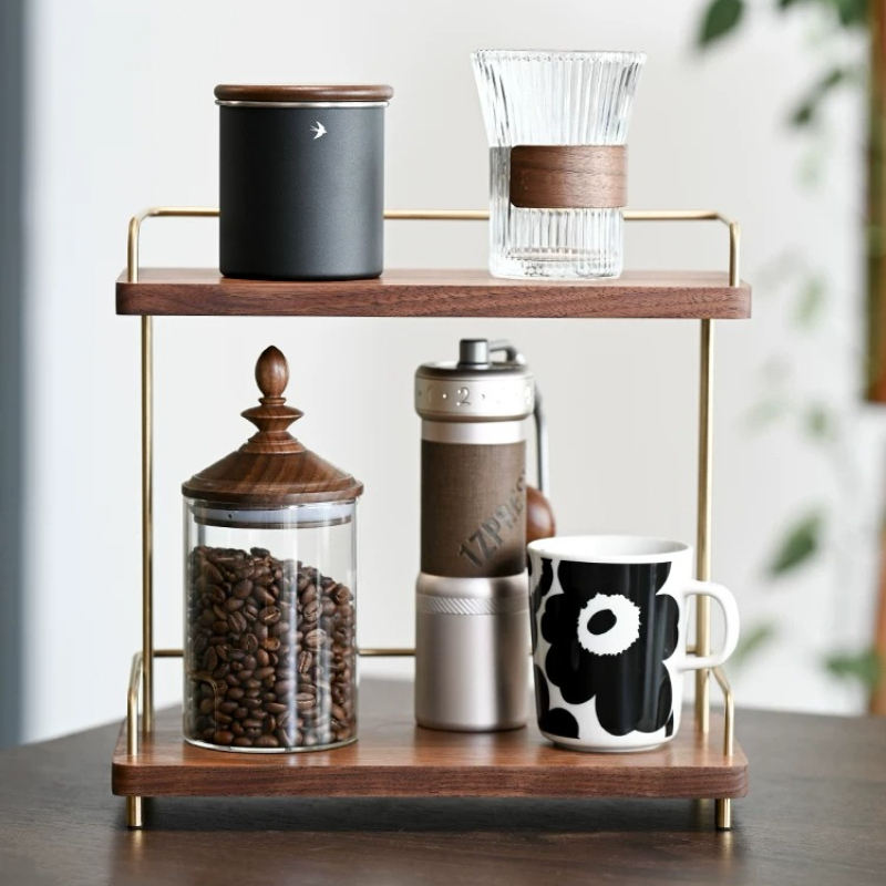 Black Walnut 2 Layers Cup Orga - đánh giá và giá Home Bar Shelves