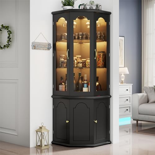 Corner Bar Cabinet w/LED Light - đánh giá và giá Home Bar Shelves