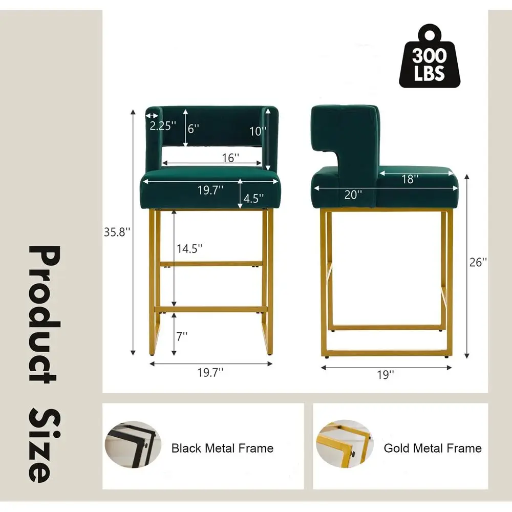 Set of 2 Green Velvet Bar Stoo - đánh giá và giá Home Bar And Counter