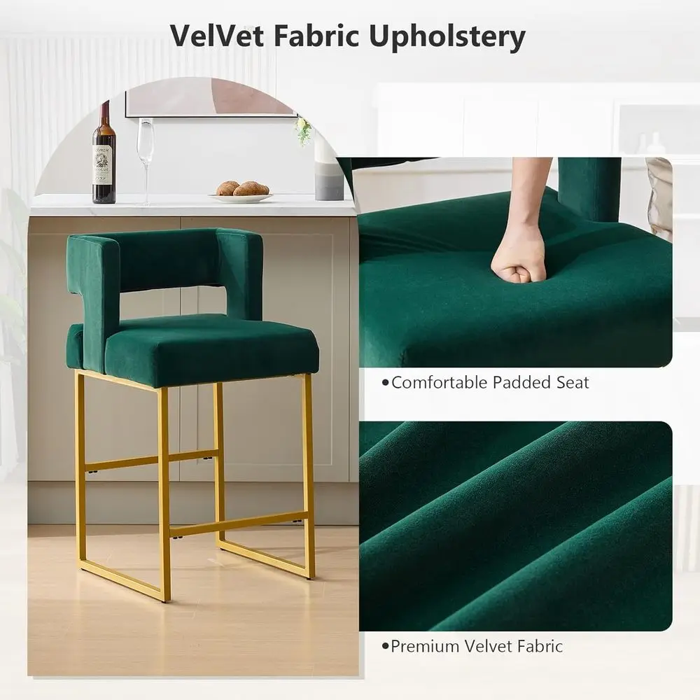 Set of 2 Green Velvet Bar Stoo - đánh giá và giá Home Bar And Counter