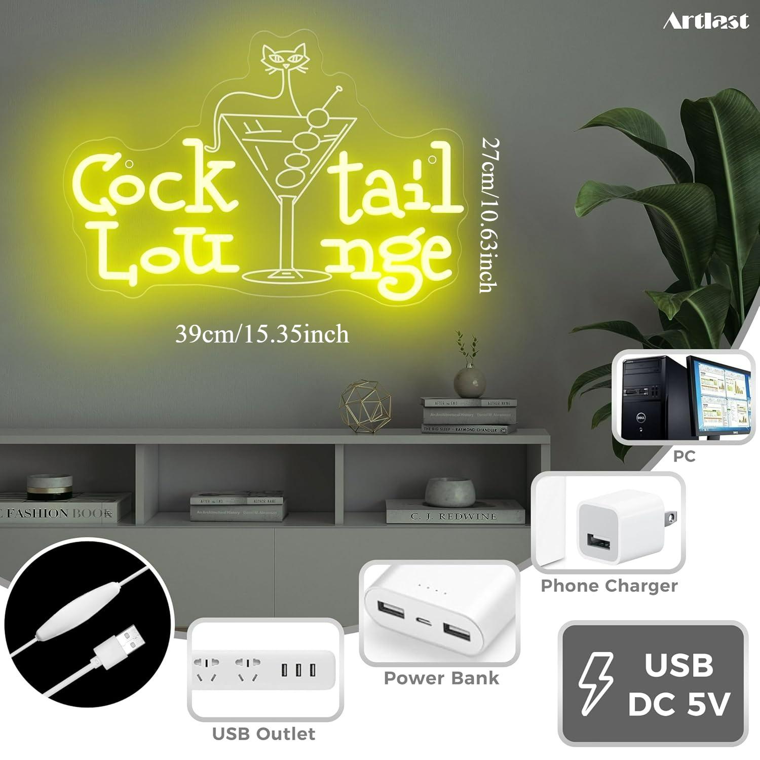 Cocktail Lounge Neon Sign Dimm - đánh giá và giá Home Bar Signs